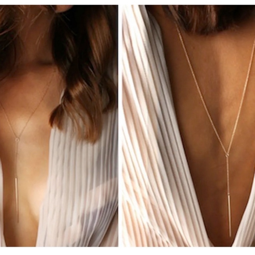 ISO Catbird Changeling long gold bar lariat necklace